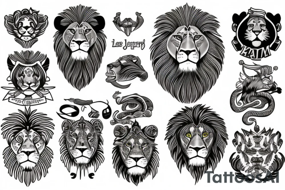 Traditional lion tattoo idea