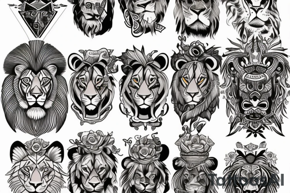 Traditional lion tattoo idea