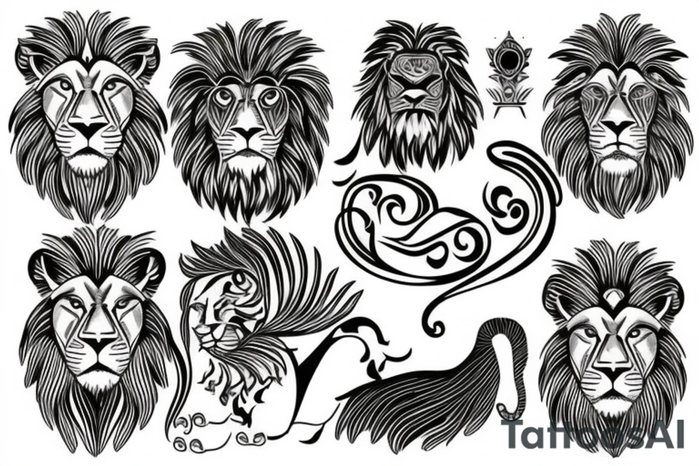 Traditional lion tattoo idea