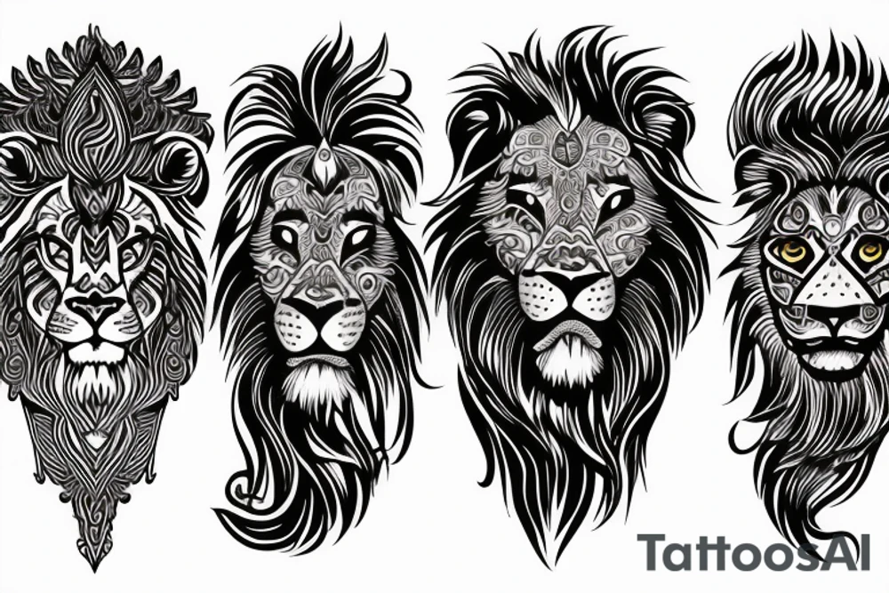 Traditional lion tattoo idea