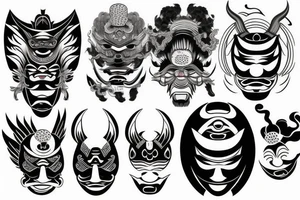 Tengu bo mask in the old style of Japan tattoo idea