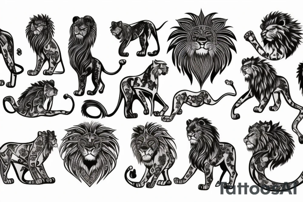 Traditional lion tattoo idea