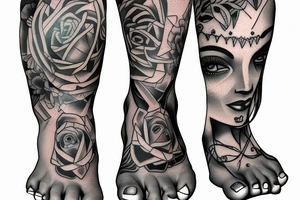girl feet behind head tattoo idea