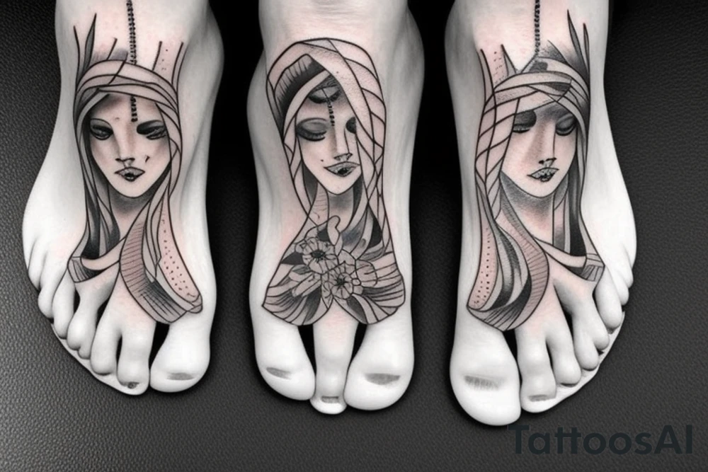 girl feet behind head tattoo idea