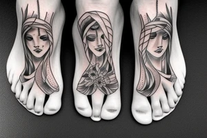 girl feet behind head tattoo idea