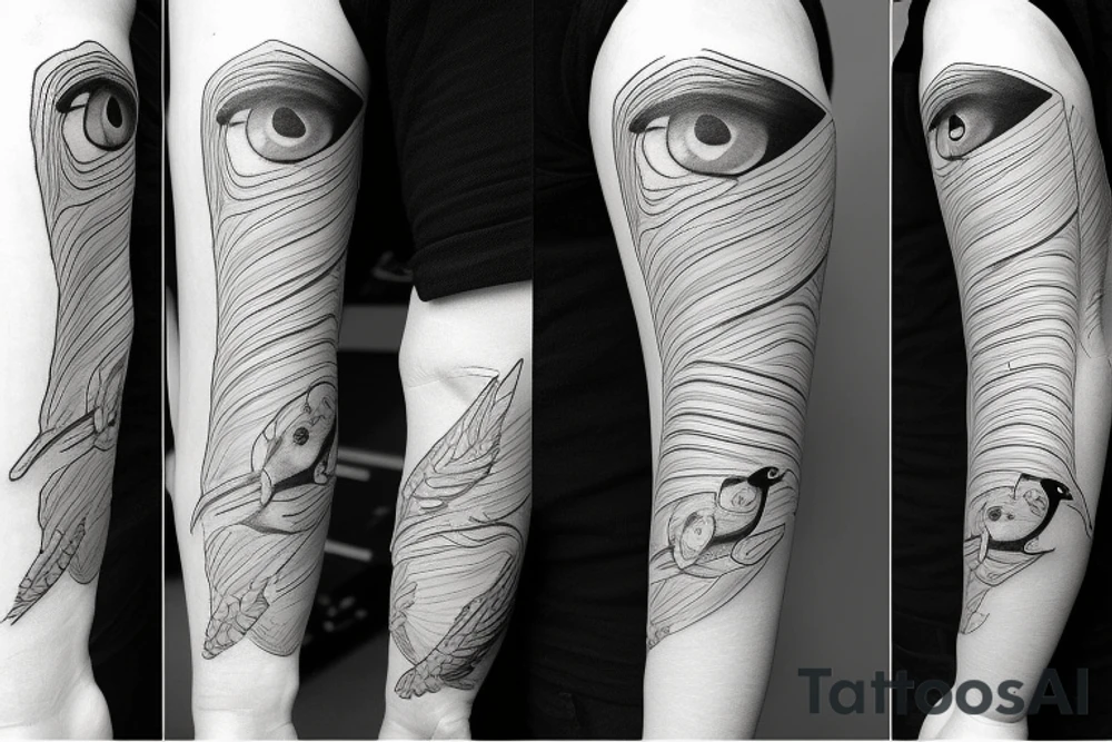 bird with the head of a surveillance camera tattoo idea