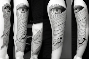 bird with the head of a surveillance camera tattoo idea