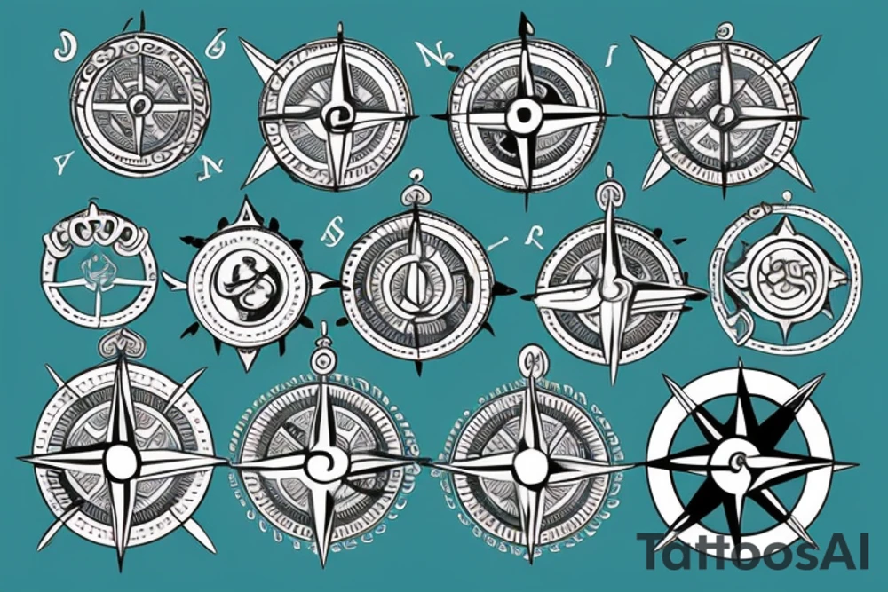 Viking compass with gods tattoo idea