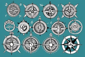 Viking compass with gods tattoo idea