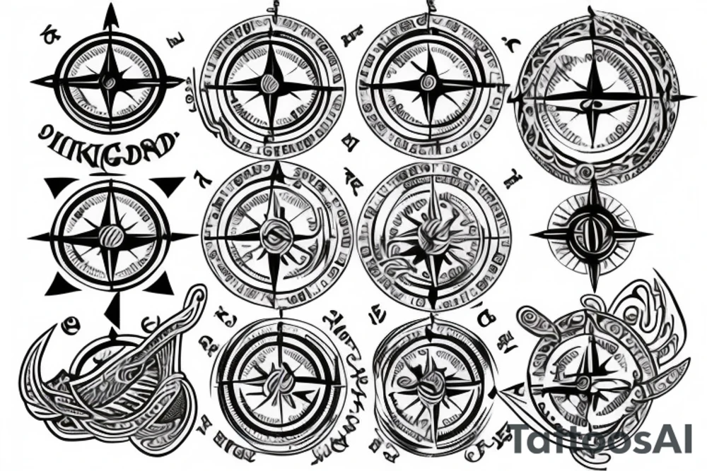 Viking compass with gods tattoo idea