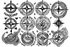 Viking compass with gods tattoo idea