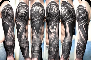 starcraft 2 video game pylon zealot sleeve tattoo idea