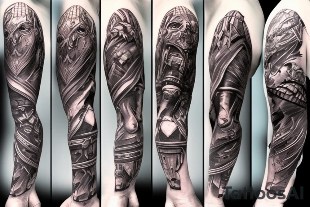 starcraft 2 video game pylon zealot sleeve tattoo idea