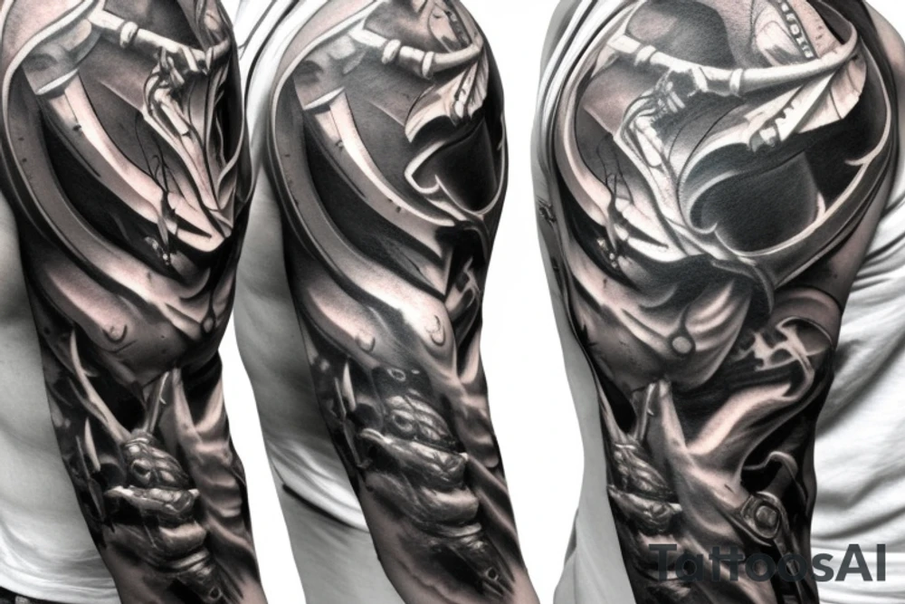 starcraft 2 jim raynor fighting zealot sleeve tattoo idea