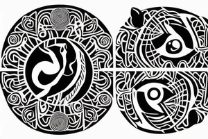 A black panther and a white stallion in the shape of a yin and yang tattoo idea