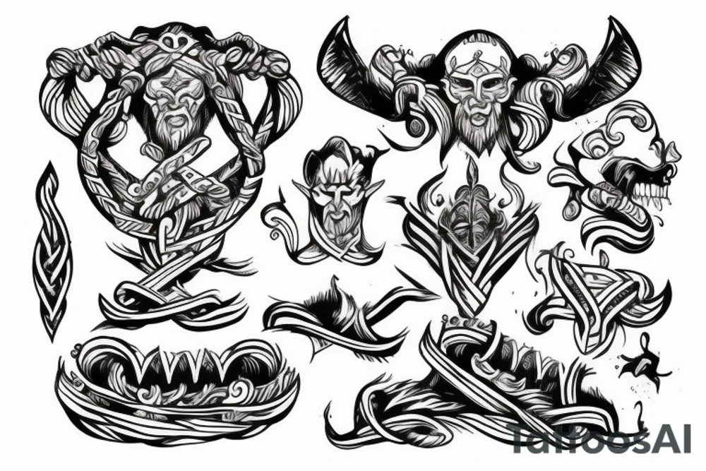 Viking in wood tattoo idea