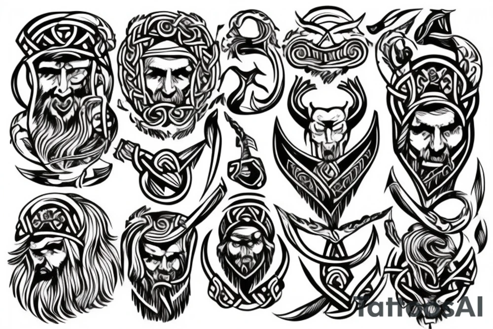 Viking in wood tattoo idea