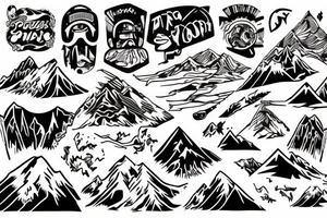 Mountains snowboard tattoo idea