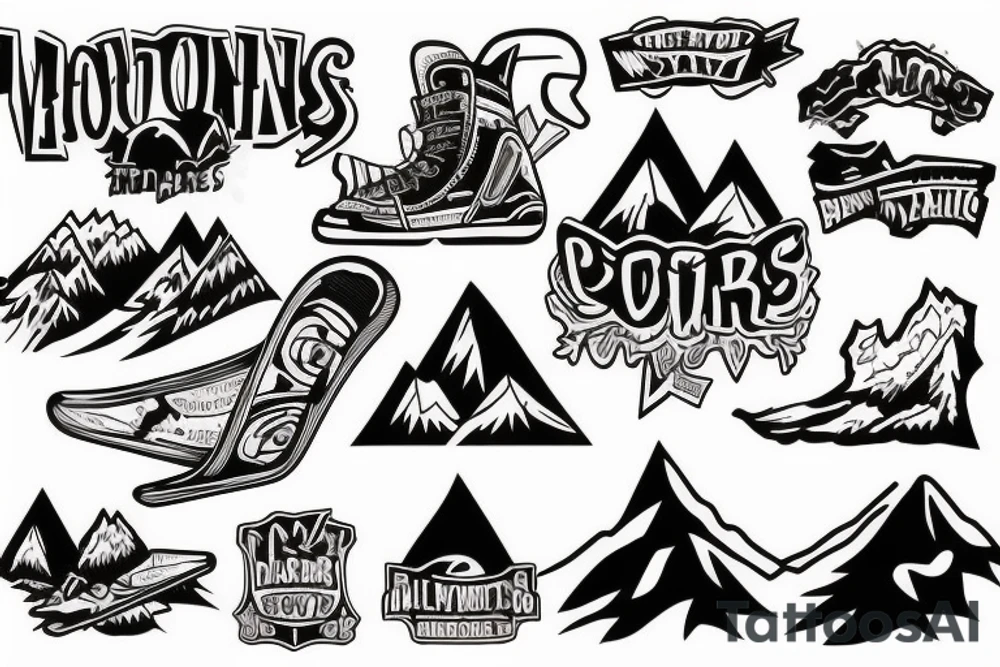 Mountains snowboard tattoo idea