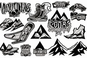 Mountains snowboard tattoo idea