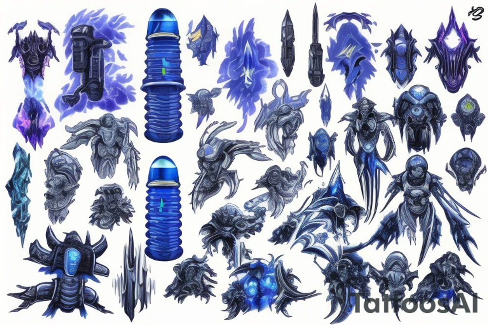 starcraft 2 blue energy pylon tattoo idea