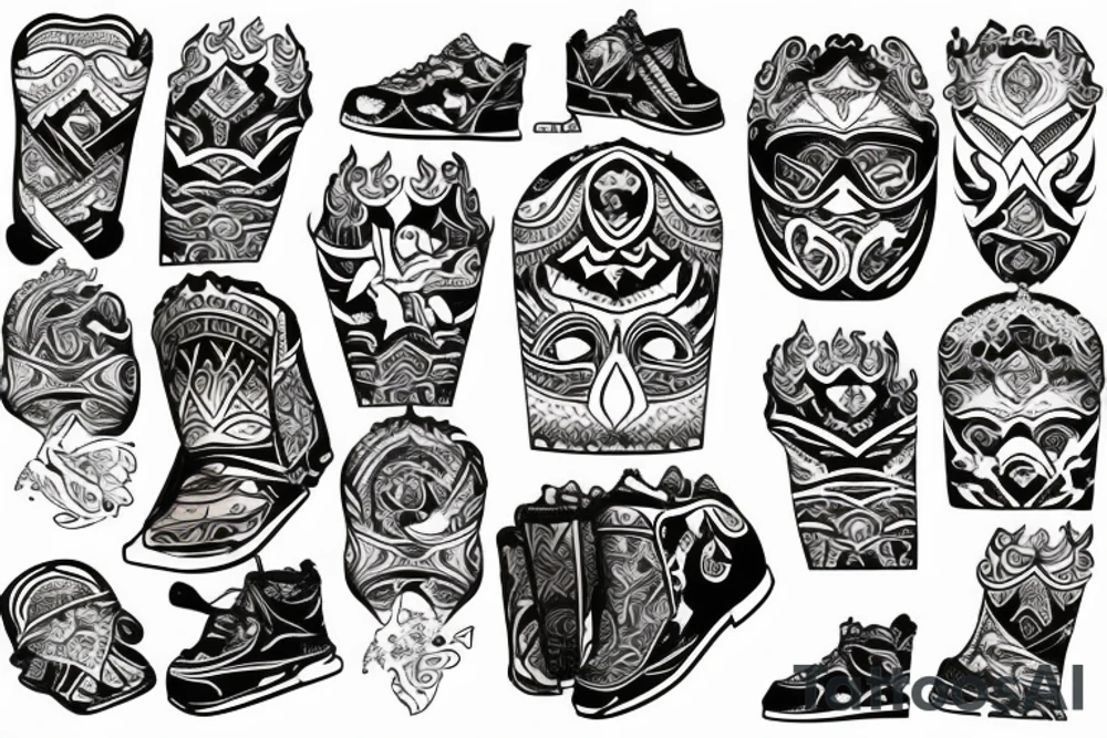 snowboarding in Central Asia Mountains tattoo idea
