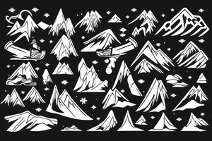 snowboarding in Central Asia Mountains tattoo idea