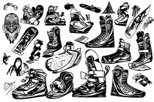 snowboarding in Central Asia Mountains tattoo idea