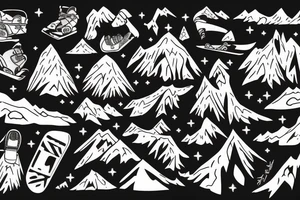 snowboarding in Central Asia Mountains tattoo idea