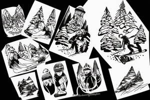 snowboarding in Central Asia Mountains tattoo idea