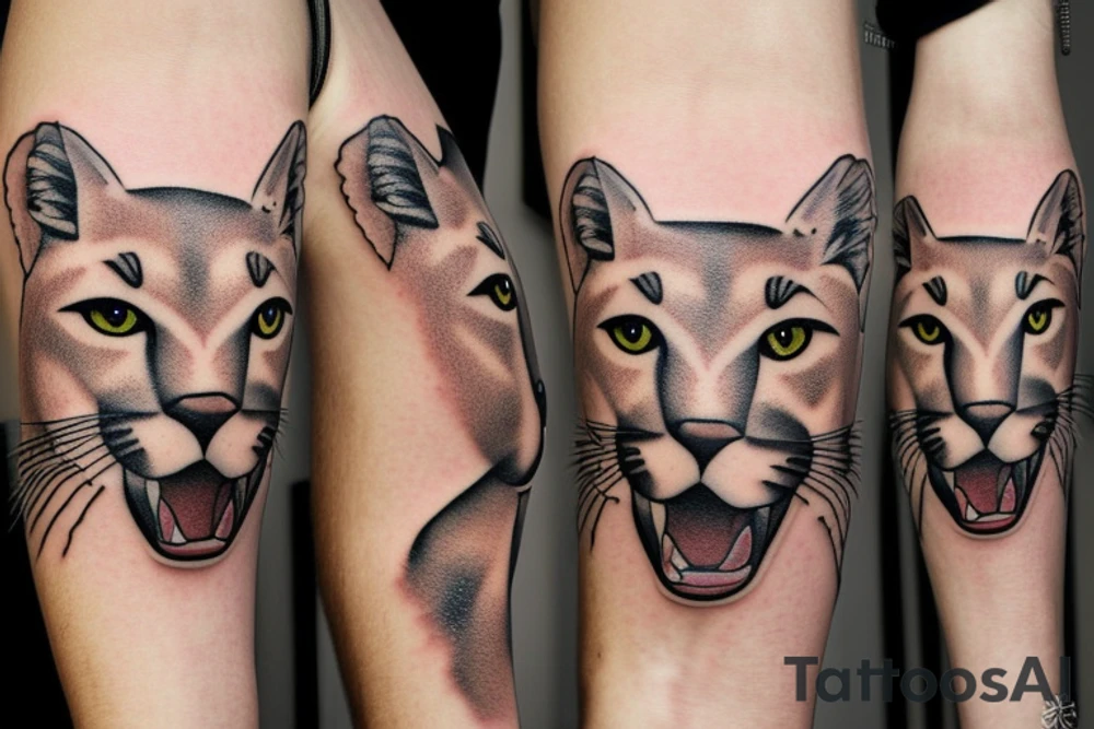 Cougar on arm tattoo idea