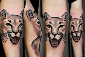 Cougar on arm tattoo idea