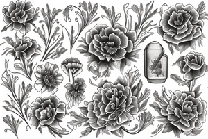 marigold and lily of the vally tattoo idea