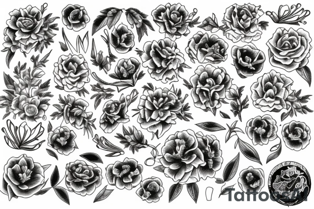 marigold and lily of the vally tattoo idea