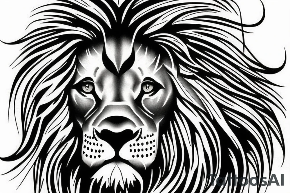 male lion and cross tattoo idea