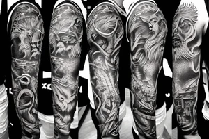 male lion and cross tattoo idea