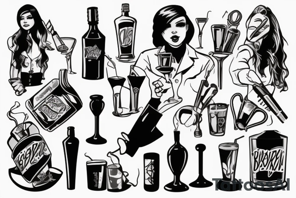 high school, Ukraine, bartender tattoo idea
