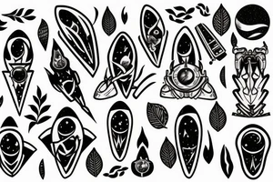 Black forest space ship tattoo idea