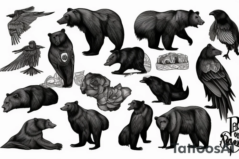 bear raven tattoo idea