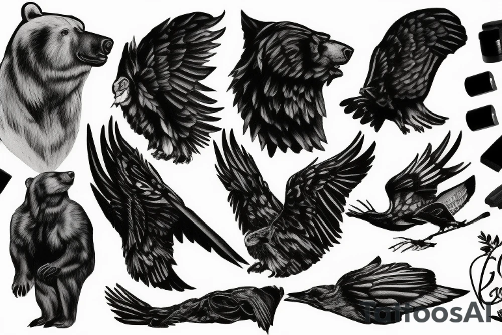 bear raven tattoo idea