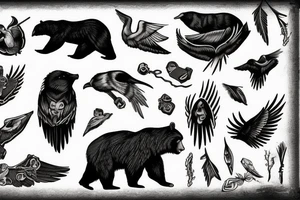bear raven tattoo idea
