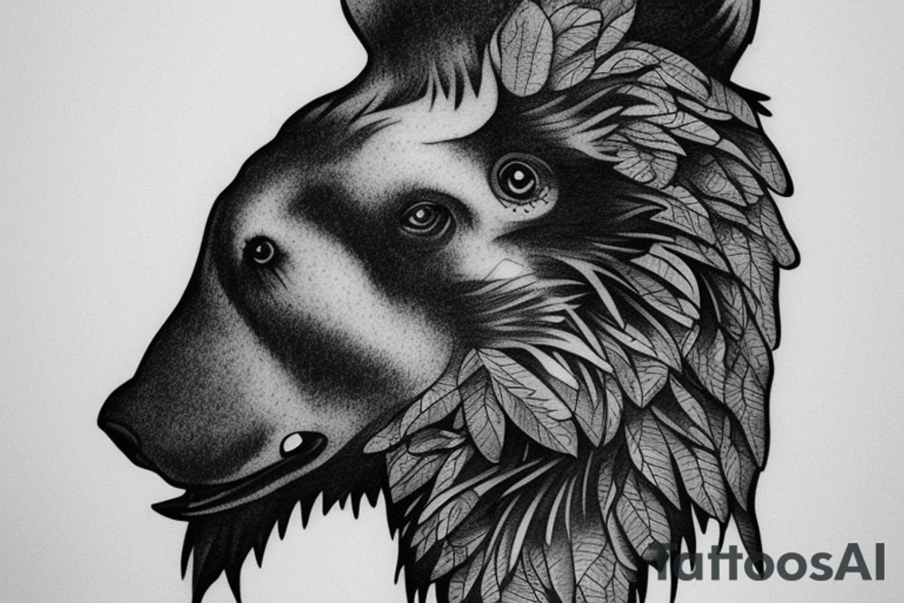 bear raven tattoo idea