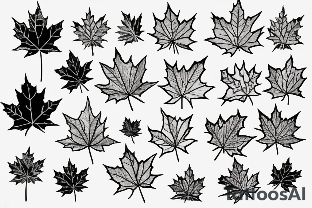 Maple leaf with a garden inside tattoo idea