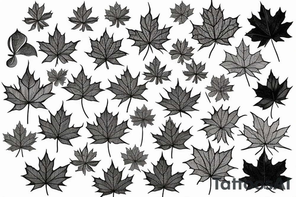 Maple leaf with a garden inside tattoo idea