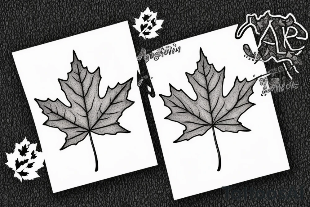 Maple leaf with a garden inside tattoo idea