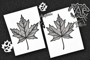 Maple leaf with a garden inside tattoo idea
