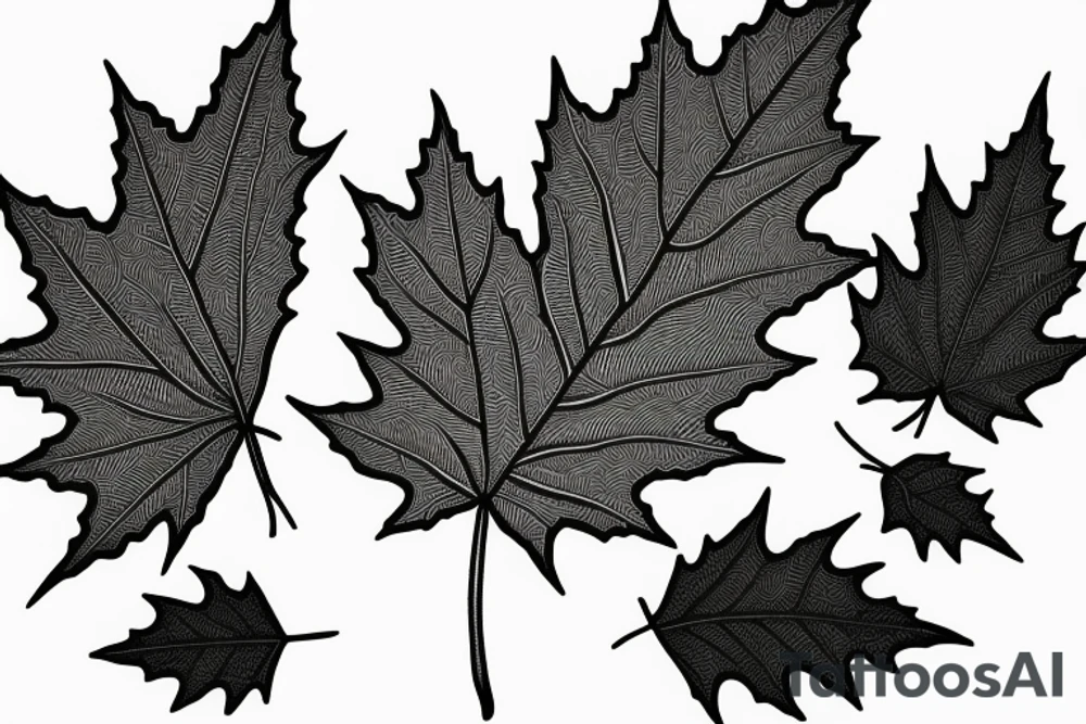 Maple leaf with a garden inside tattoo idea