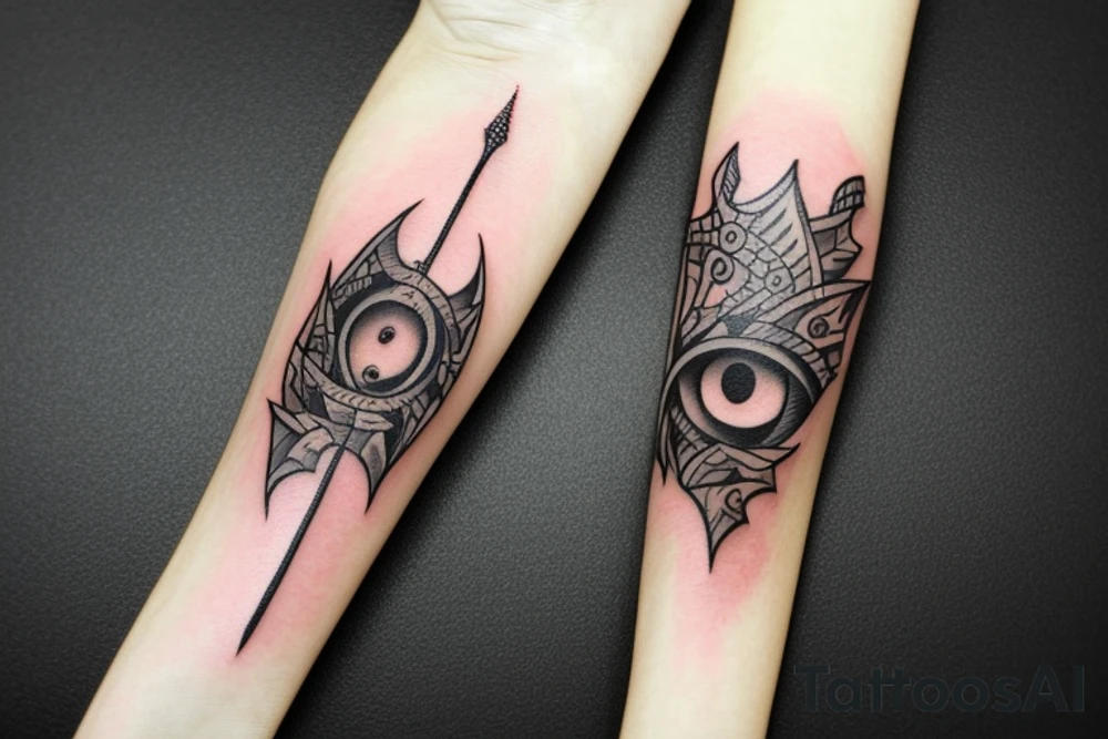 Traditionall tattoo, a dagger stabs an eye tattoo idea