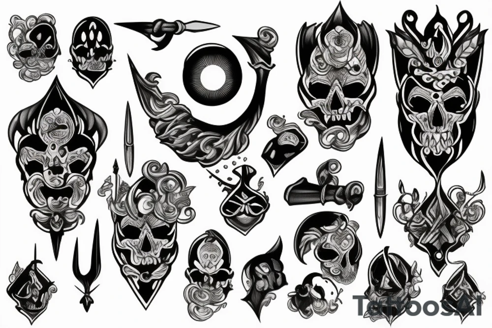 Traditionall tattoo, a dagger stabs an eye tattoo idea