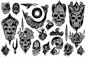Traditionall tattoo, a dagger stabs an eye tattoo idea